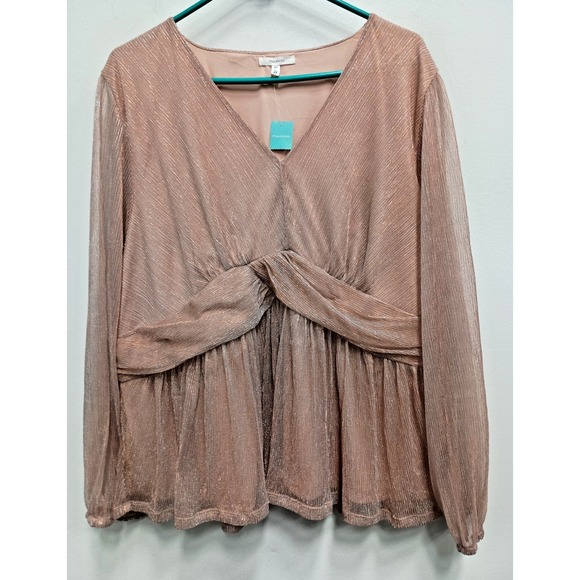 Maurices Tops - Maurices Top Womens Sz 2X Beige Metallic BOHO Fairy Romantic Balloon Sleeve New